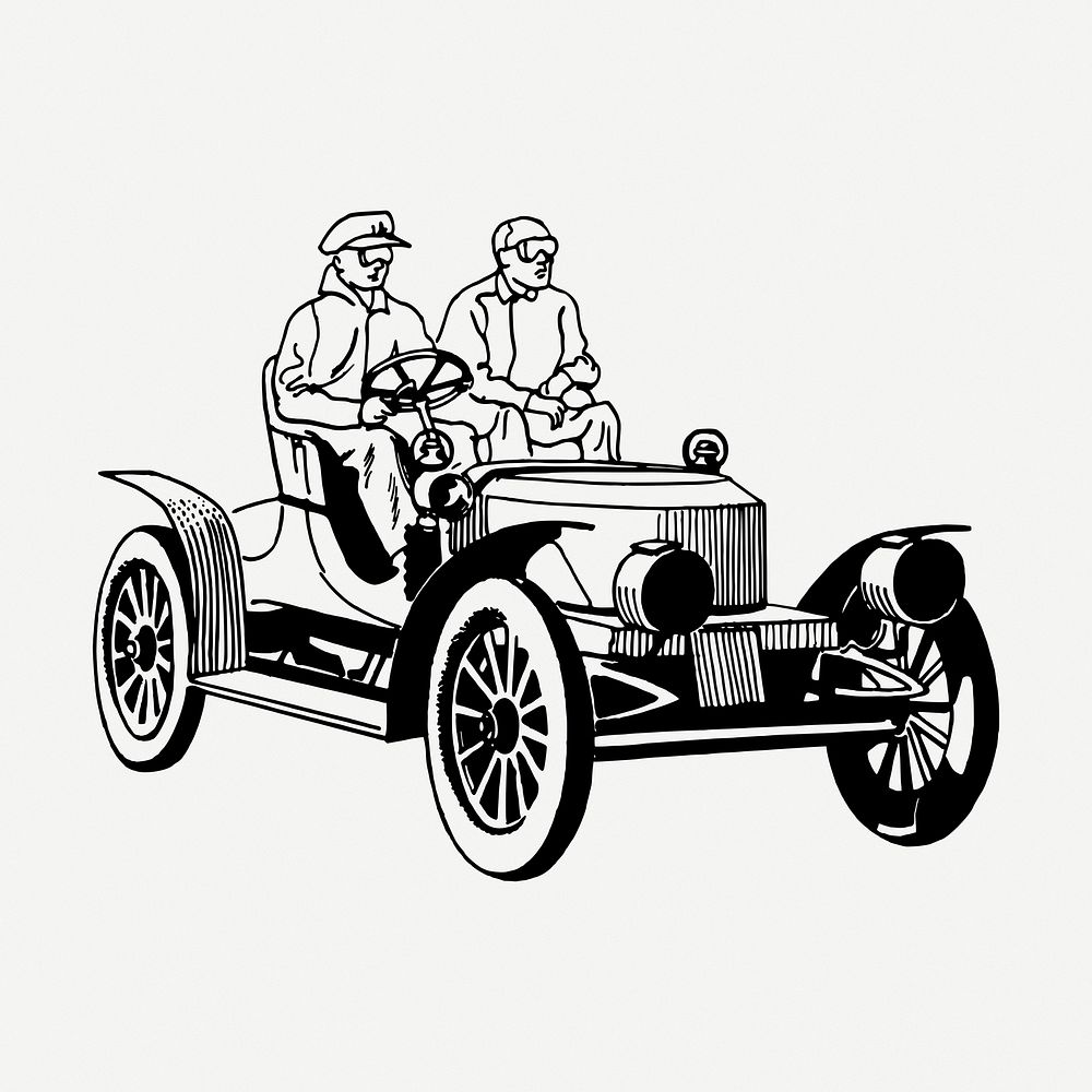 Stanley steam car drawing, vintage vehicle illustration psd. Free public domain CC0 image.