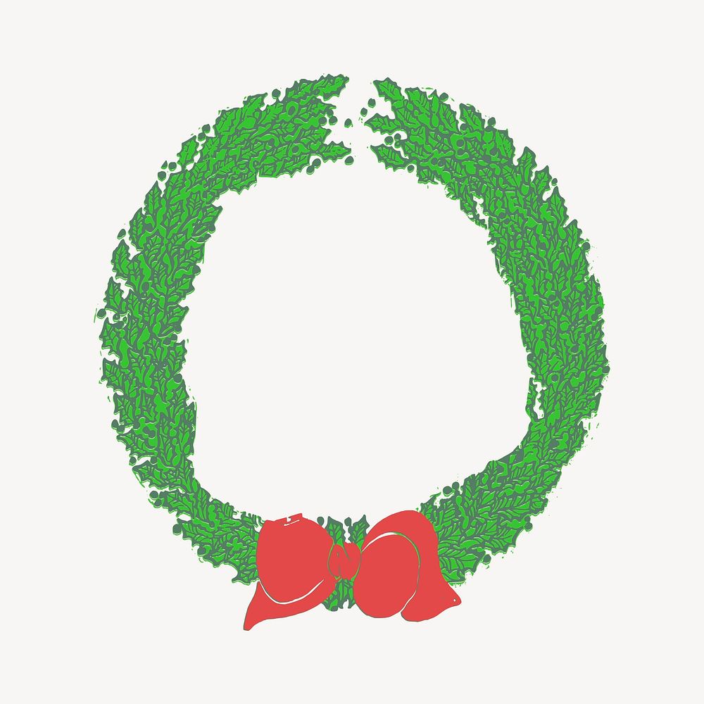 Christmas wreath clipart, vintage decoration illustration vector. Free public domain CC0 image.