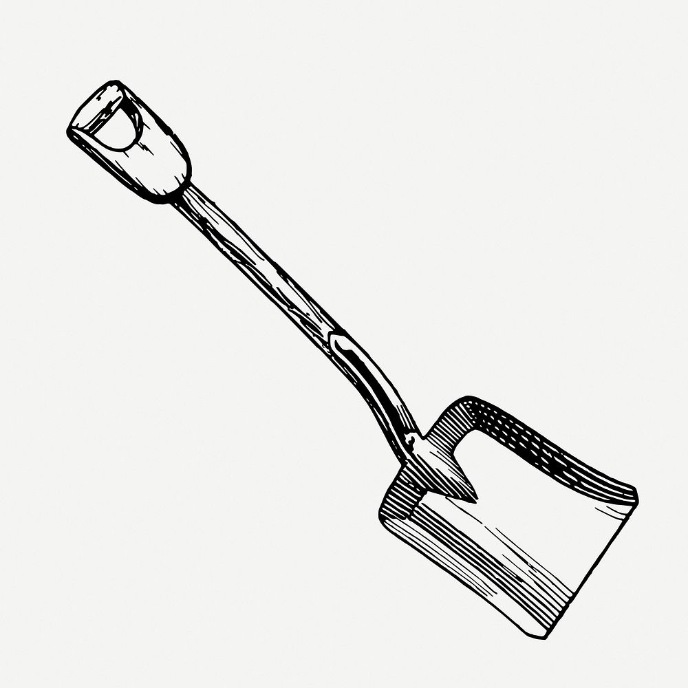 Shovel drawing, vintage object illustration psd. Free public domain CC0 image.