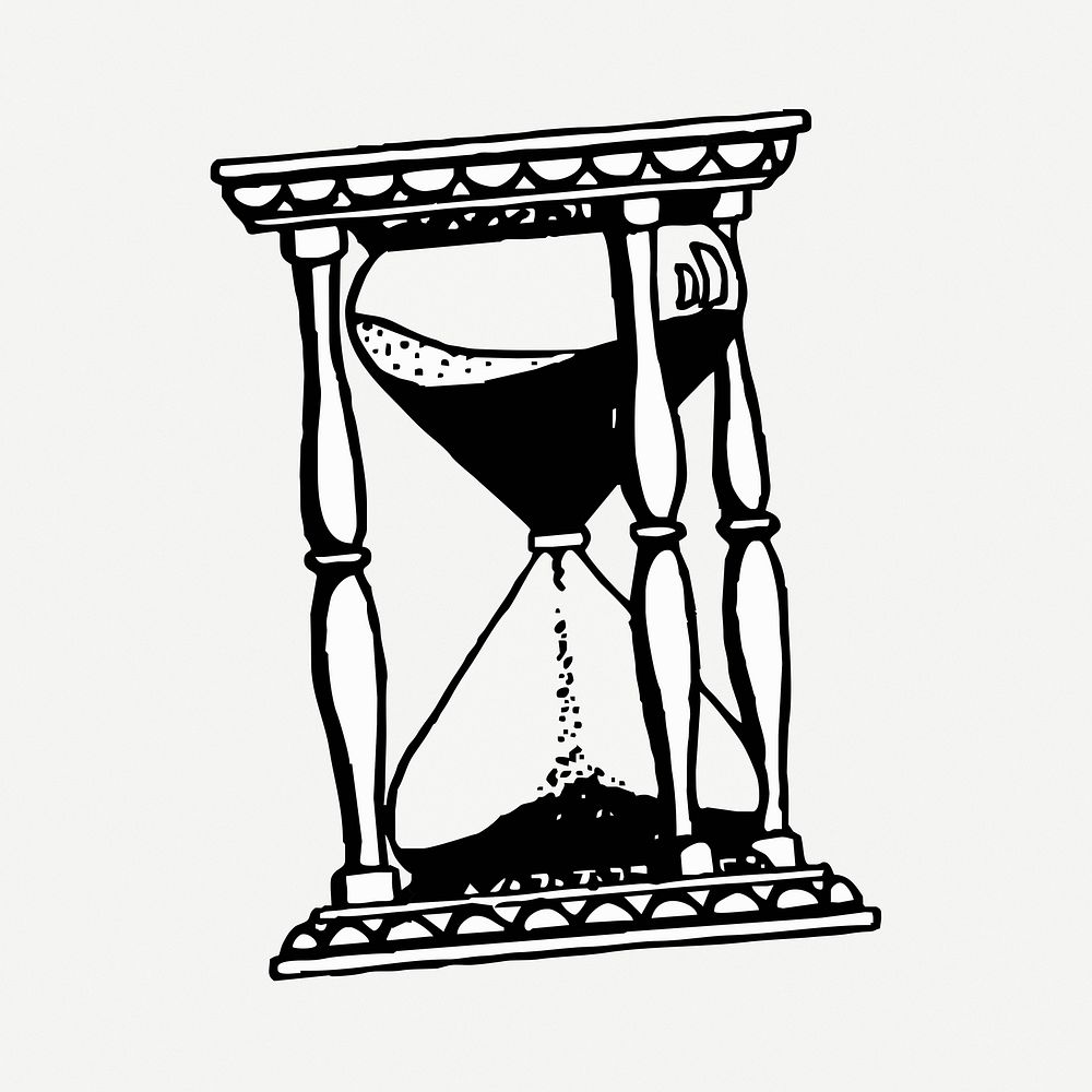 Hourglass drawing, vintage object illustration psd. Free public domain CC0 image.