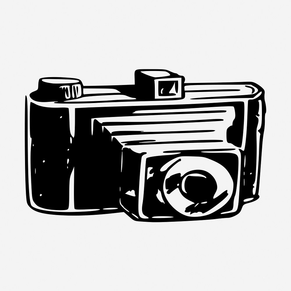 Camera drawing, vintage object illustration. Free public domain CC0 image.