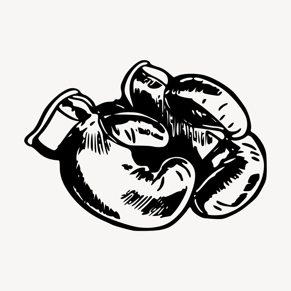 Boxing gloves drawing, vintage sport equipment illustration vector. Free public domain CC0 image.