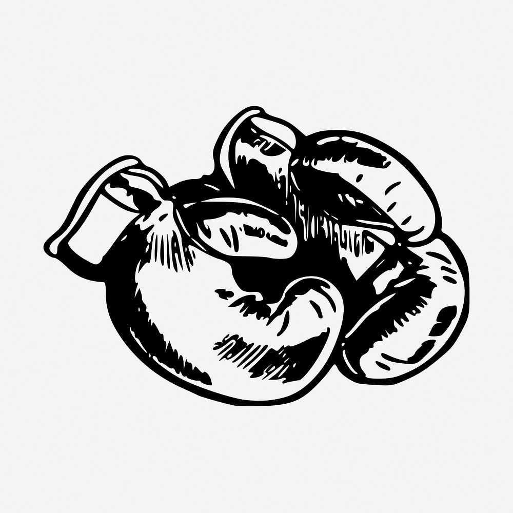 Boxing gloves drawing, vintage sport equipment illustration. Free public domain CC0 image.