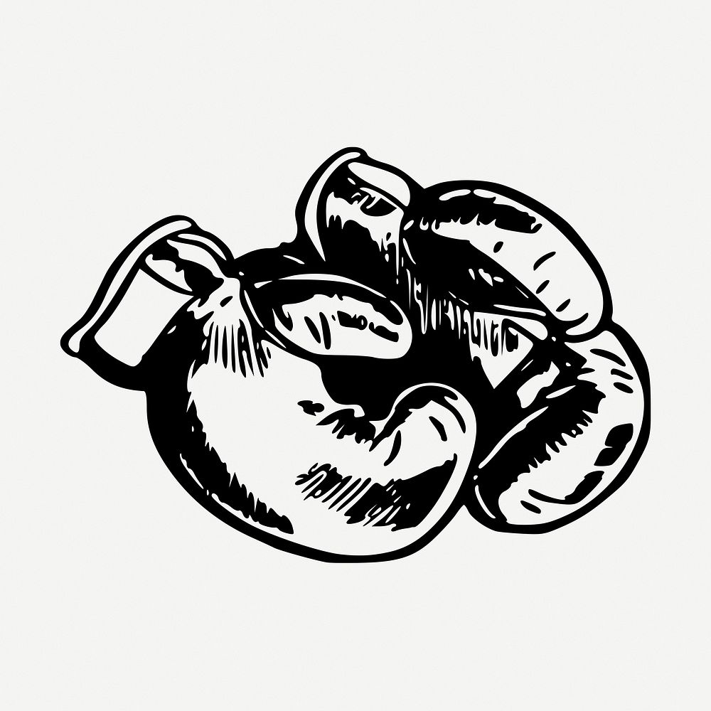 Boxing gloves drawing, vintage sport equipment illustration psd. Free public domain CC0 image.