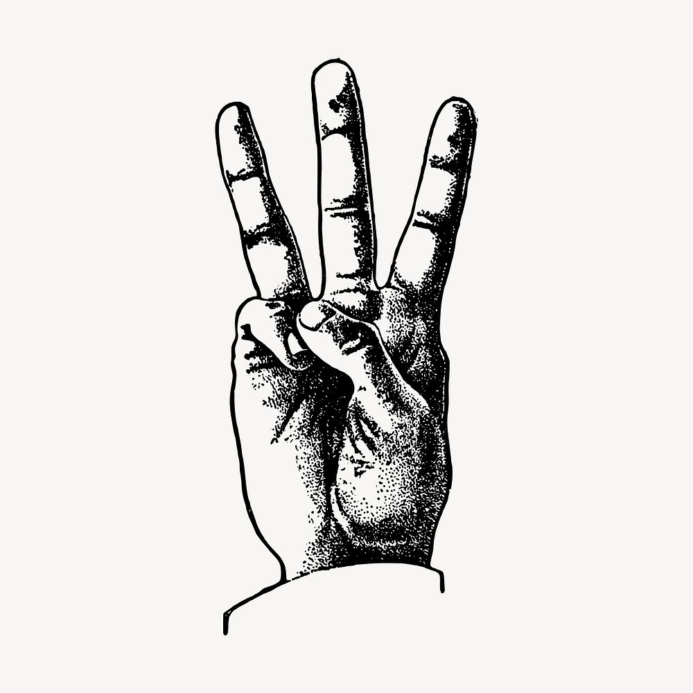 Three-finger salute drawing, protest hand illustration vector. Free public domain CC0 image.