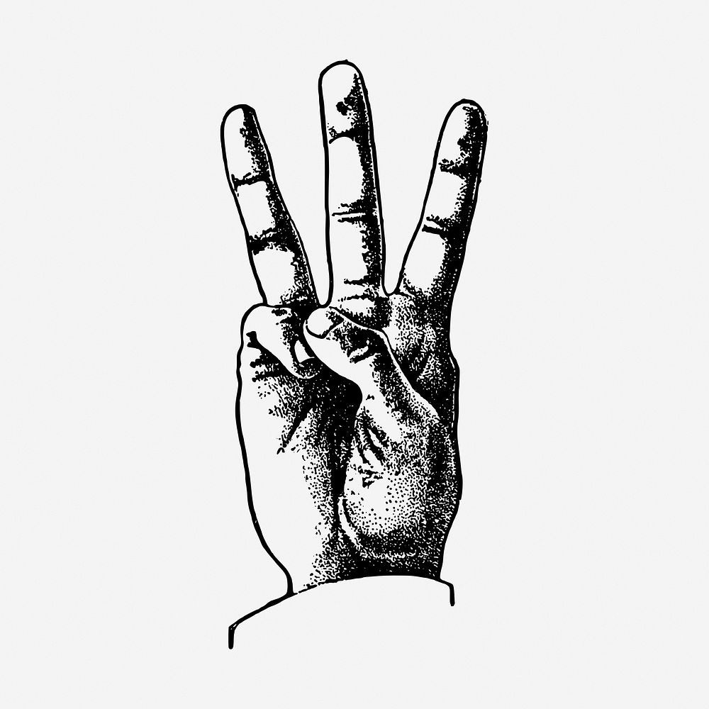 Three-finger salute drawing, protest hand illustration. Free public domain CC0 image.