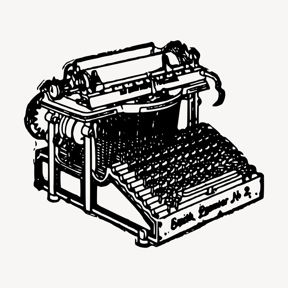 Typewriter drawing, vintage object illustration vector. Free public domain CC0 image.