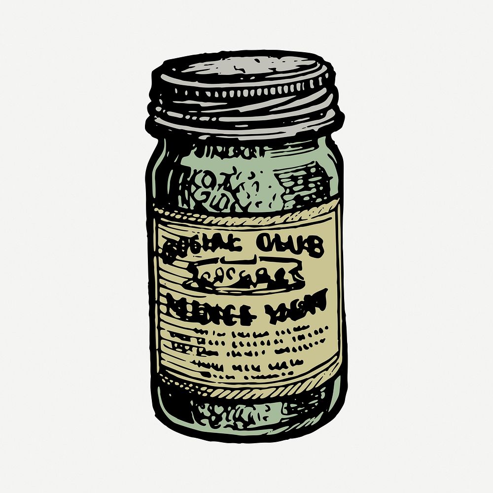 Food jar sticker, object illustration psd. Free public domain CC0 image.