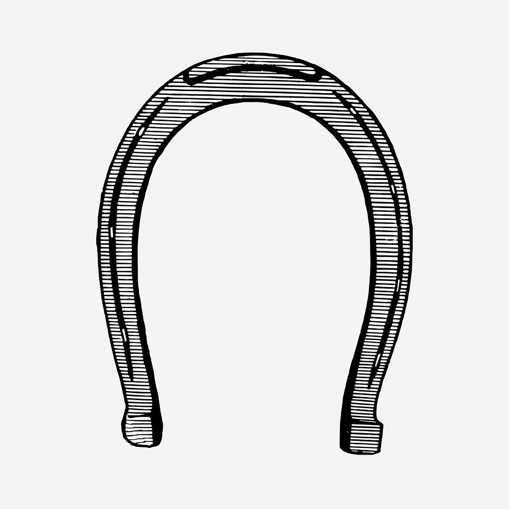 Horseshoe drawing, vintage object illustration. Free public domain CC0 image.