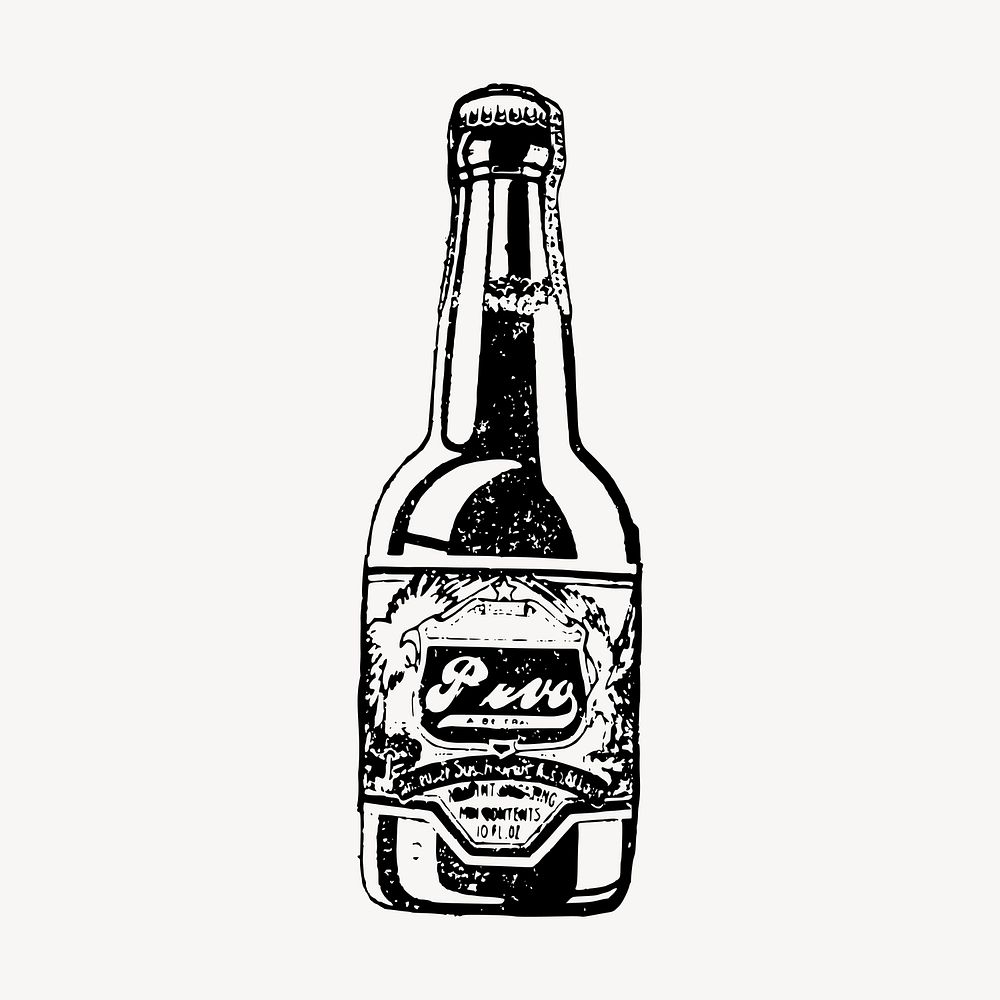 Cola bottle drawing, vintage object illustration vector. Free public domain CC0 image.