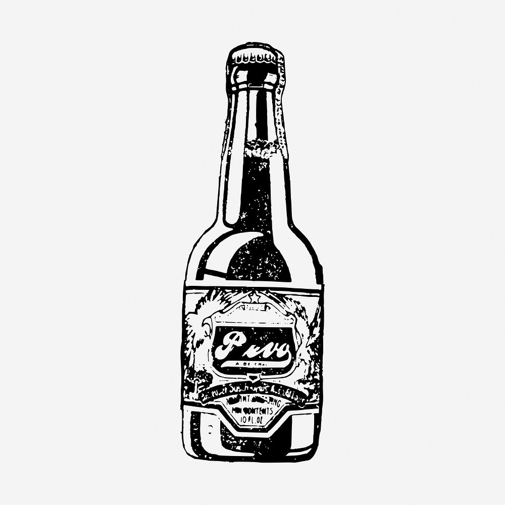 Cola bottle drawing, vintage object illustration. Free public domain CC0 image.