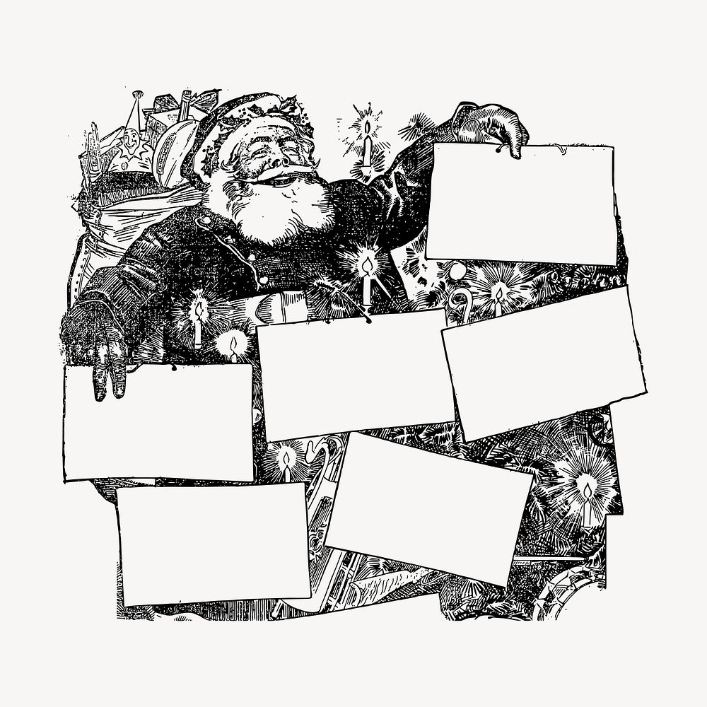 Santa frames drawing, vintage Christmas illustration vector. Free public domain CC0 image.
