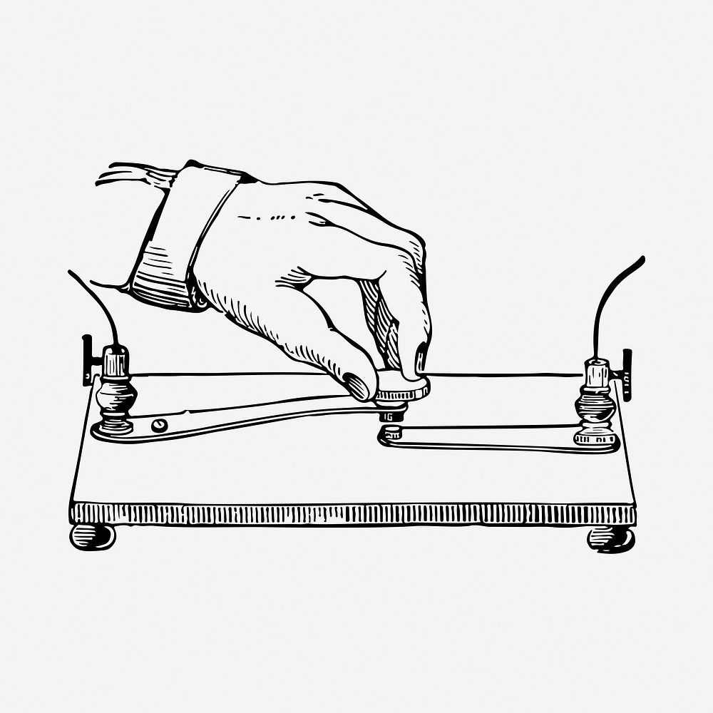 Hand operating signal key drawing, vintage illustration. Free public domain CC0 image.