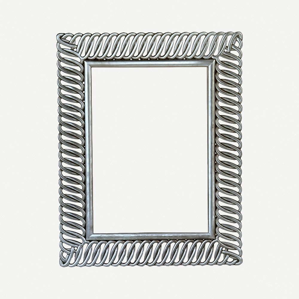 Silver ornamental vintage frame, decor design psd. Free public domain CC0 image.