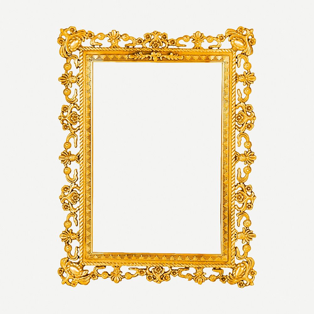 Gold luxury vintage frame, decoration design psd. Free public domain CC0 image.