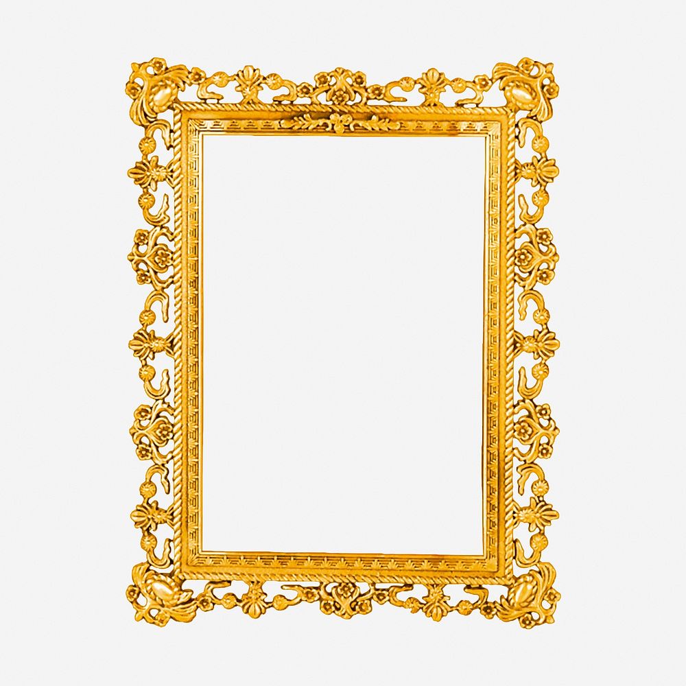 Gold luxury frame, vintage decoration illustration. Free public domain CC0 image.