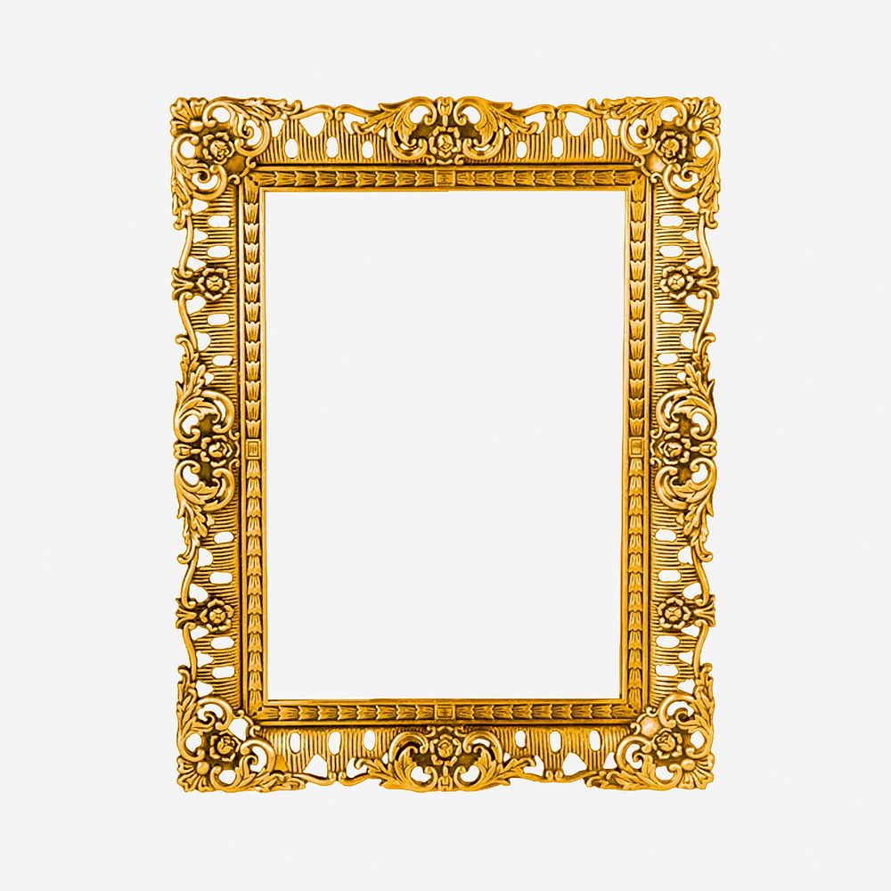 Gold luxury frame, vintage decoration illustration. Free public domain CC0 image.
