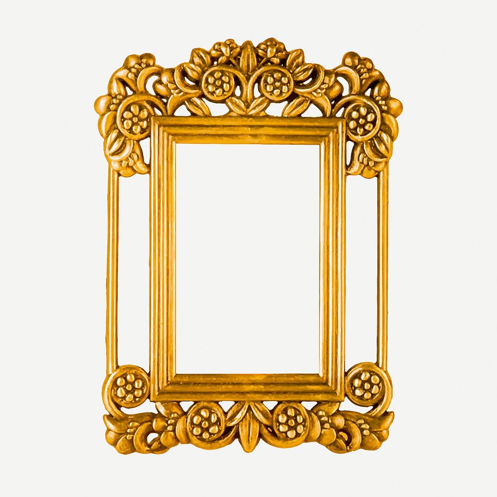 Gold luxury vintage frame, decoration design psd. Free public domain CC0 image.