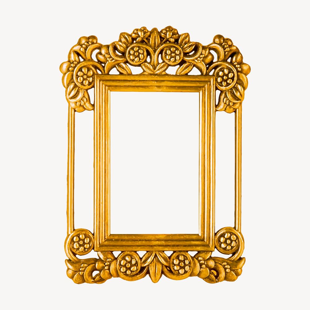 Gold luxury frame, vintage decoration illustration vector. Free public domain CC0 image.