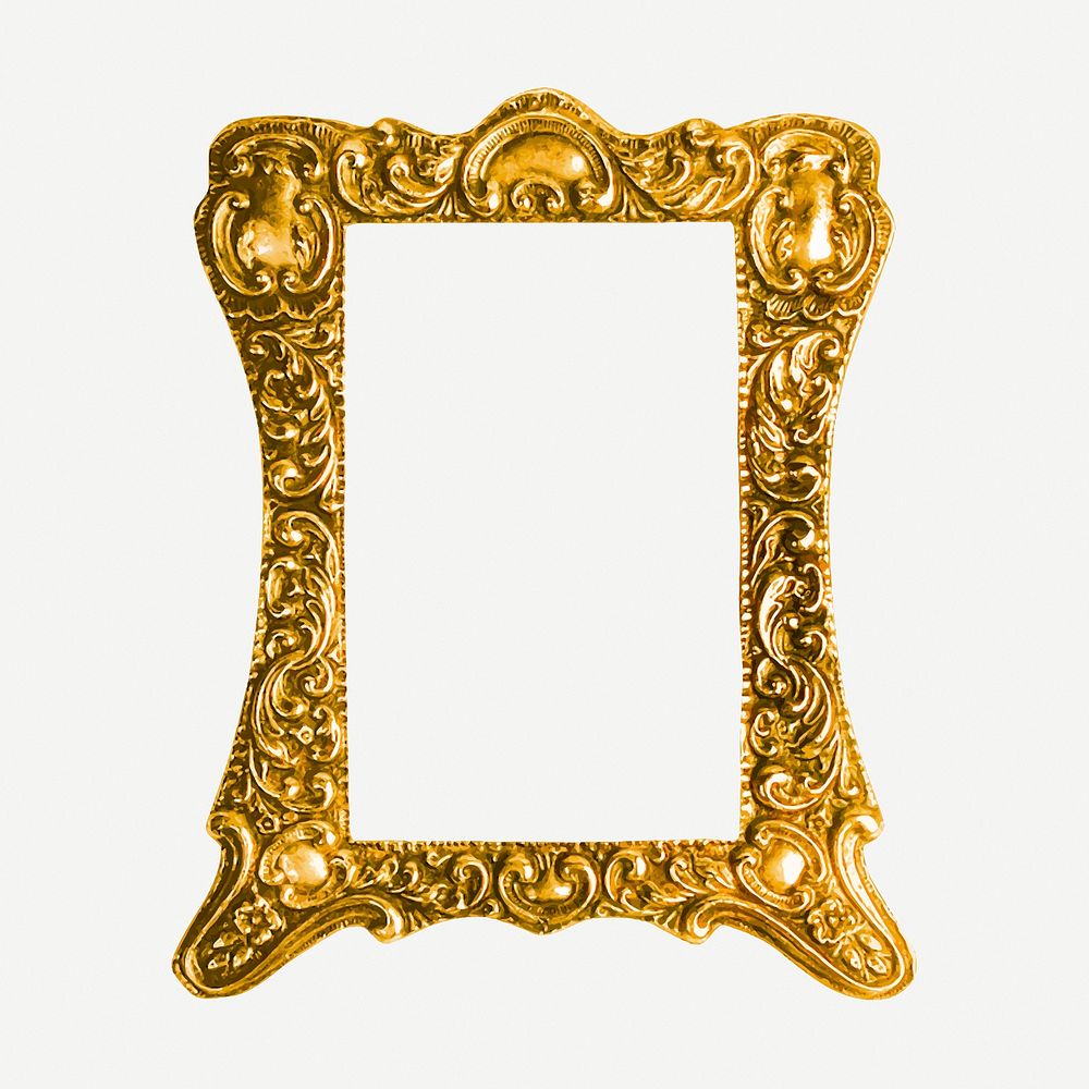 Gold mirror vintage frame, decor design psd. Free public domain CC0 image.
