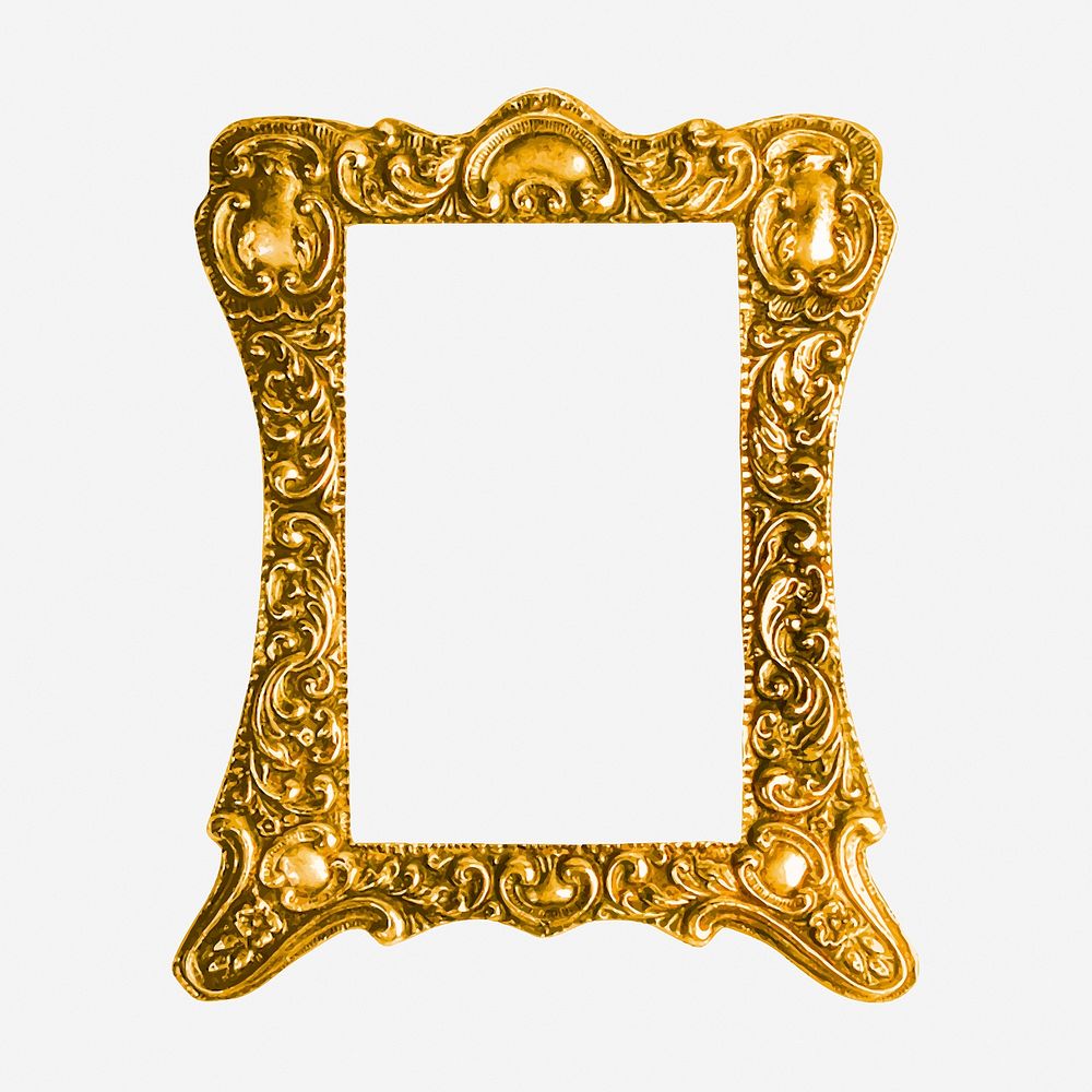 Gold mirror frame, vintage decor illustration. Free public domain CC0 image.