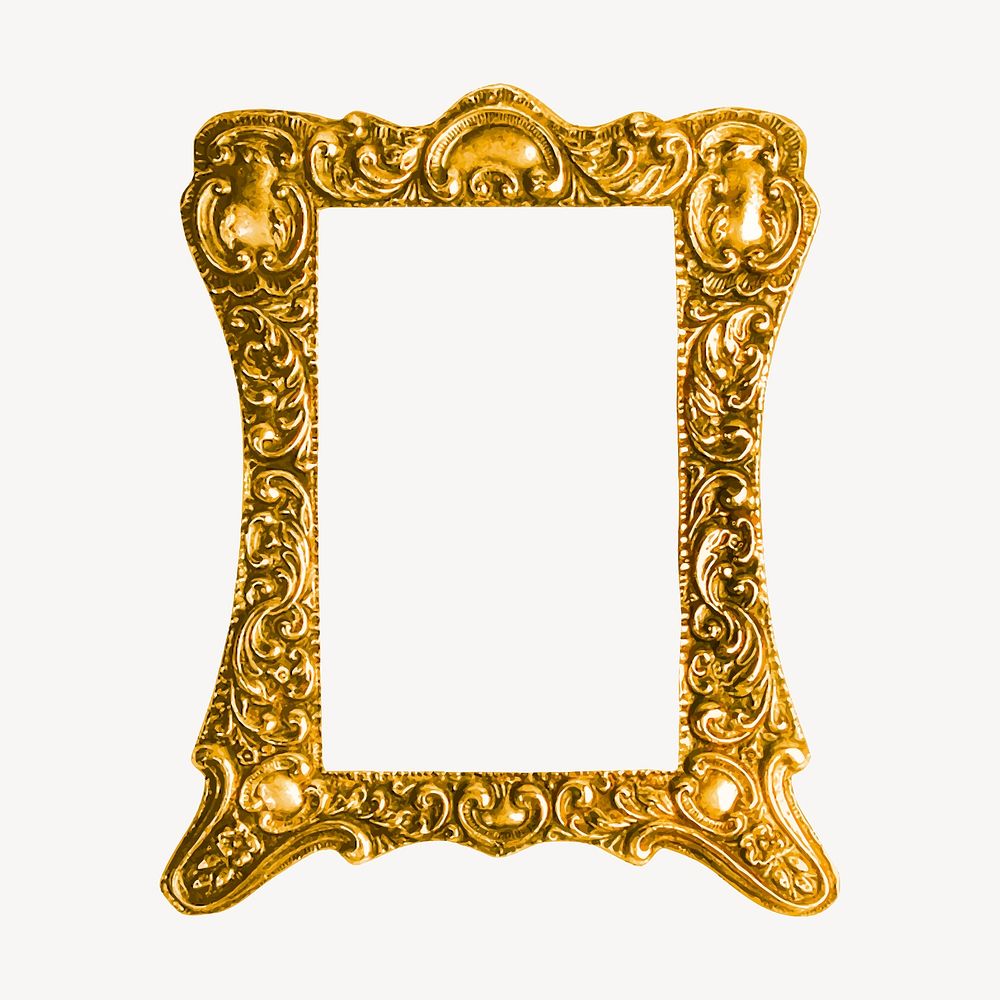 Gold mirror frame, vintage decor illustration vector. Free public domain CC0 image.