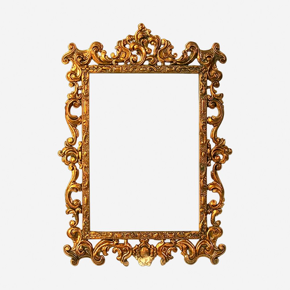 Gold mirror frame, vintage decor illustration. Free public domain CC0 image.