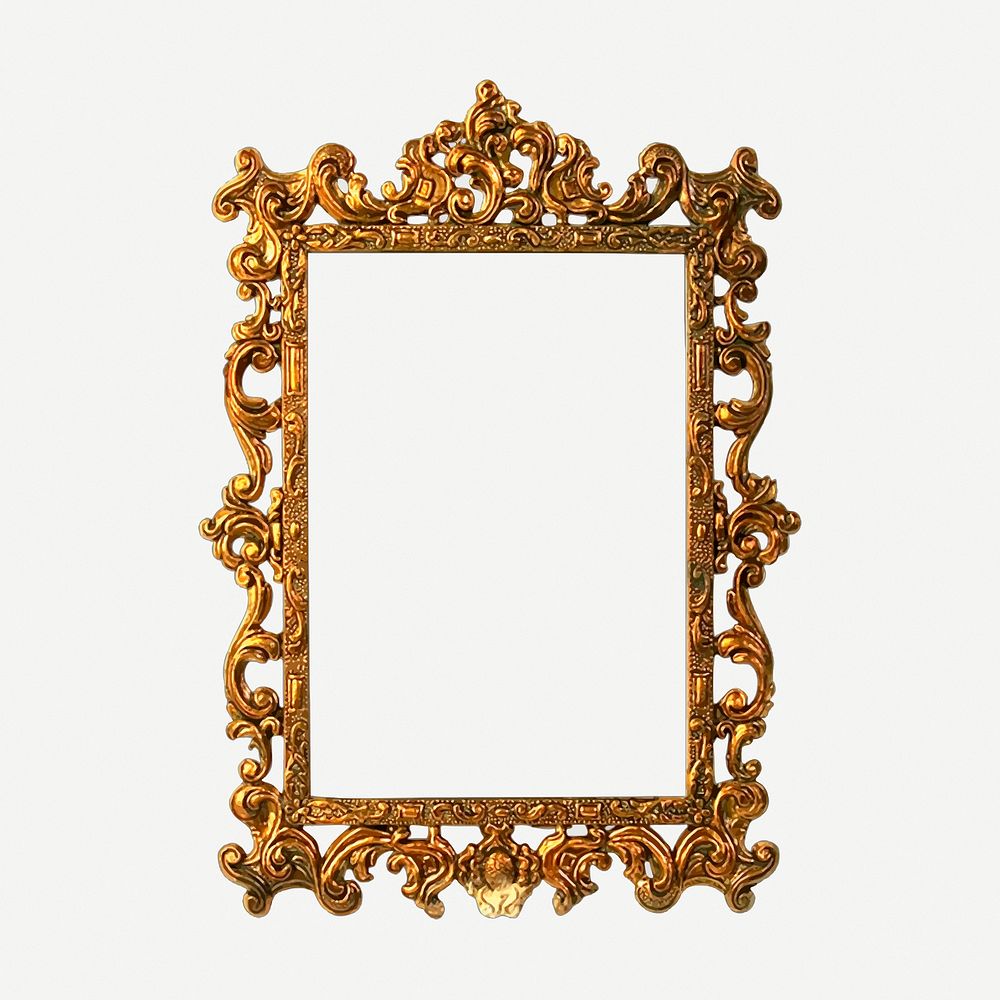 Gold mirror vintage frame, decor design psd. Free public domain CC0 image.