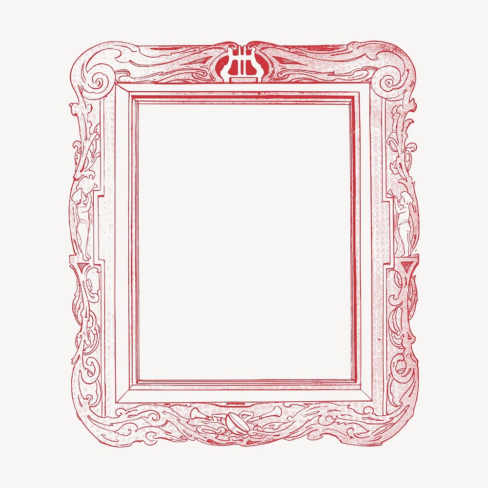 Ornamental red frame, vintage decoration illustration vector. Free public domain CC0 image.