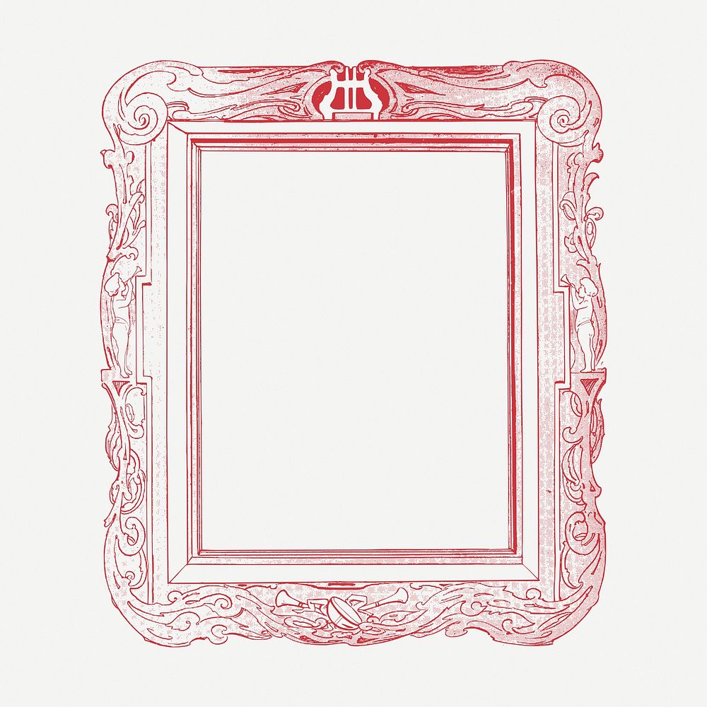 Red vintage frame, decoration design psd. Free public domain CC0 image.