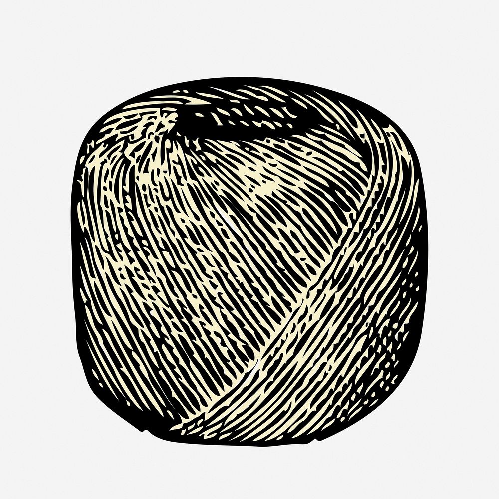 Twine ball clipart, vintage object illustration. Free public domain CC0 image.