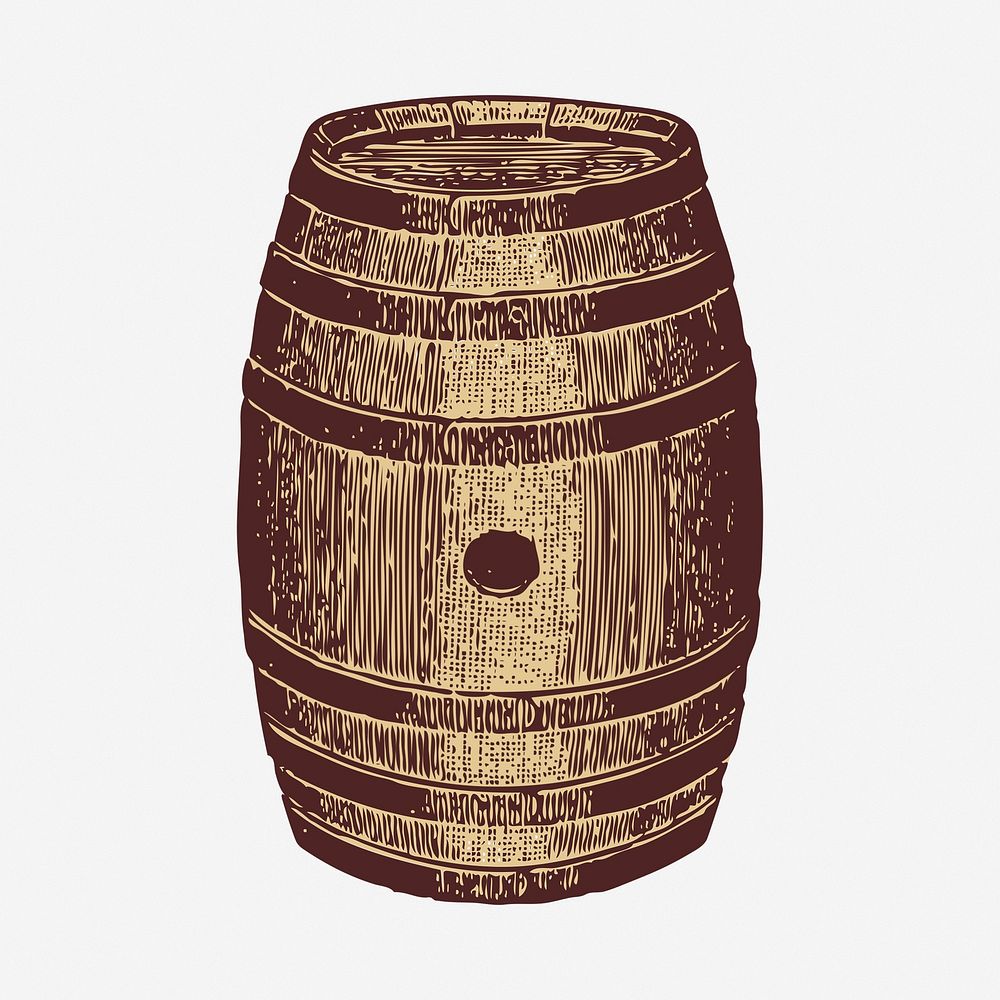 Barrel clipart, vintage object illustration vector. Free public domain CC0 image.