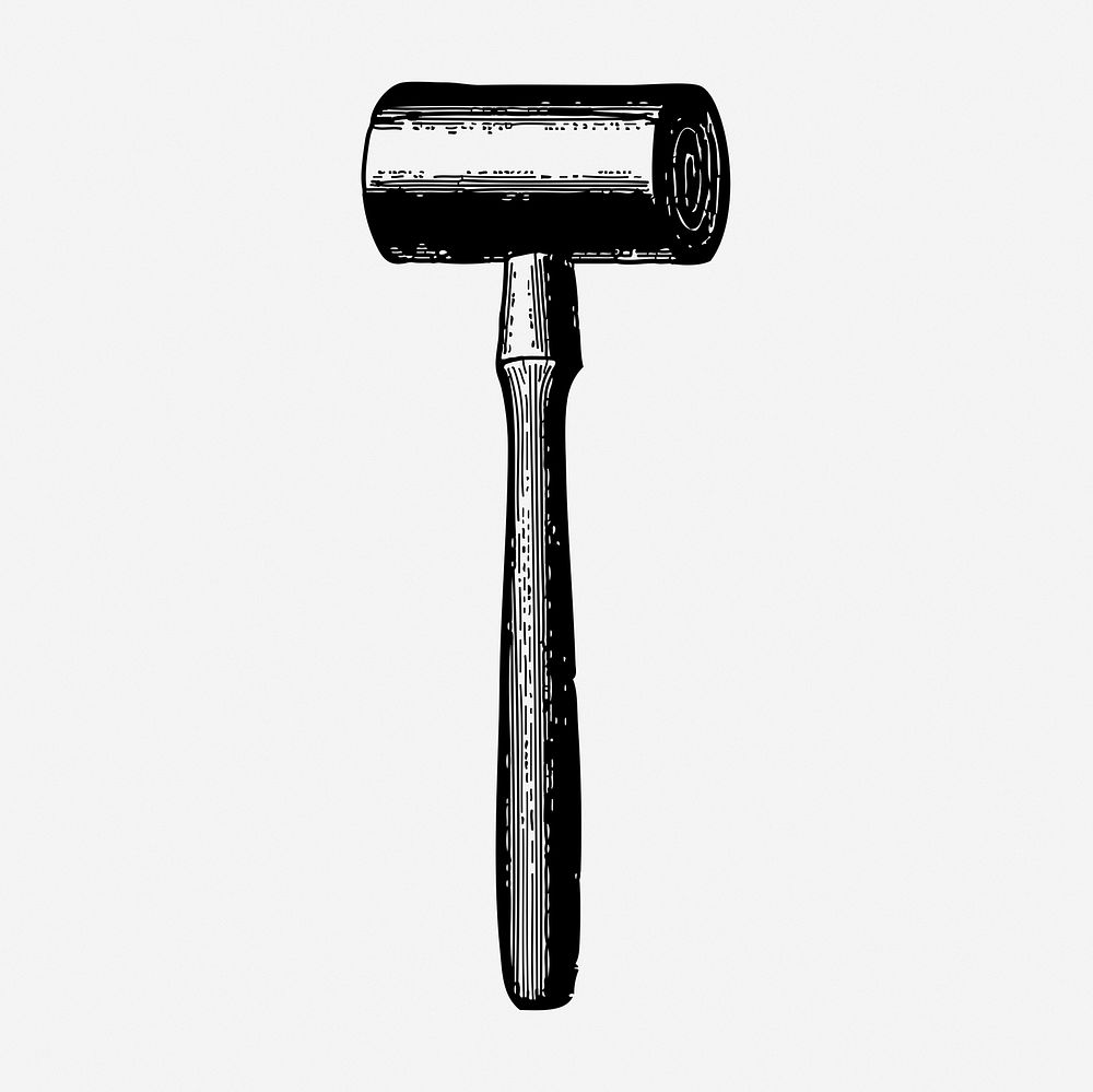 Mallet drawing, tool vintage illustration. Free public domain CC0 image.