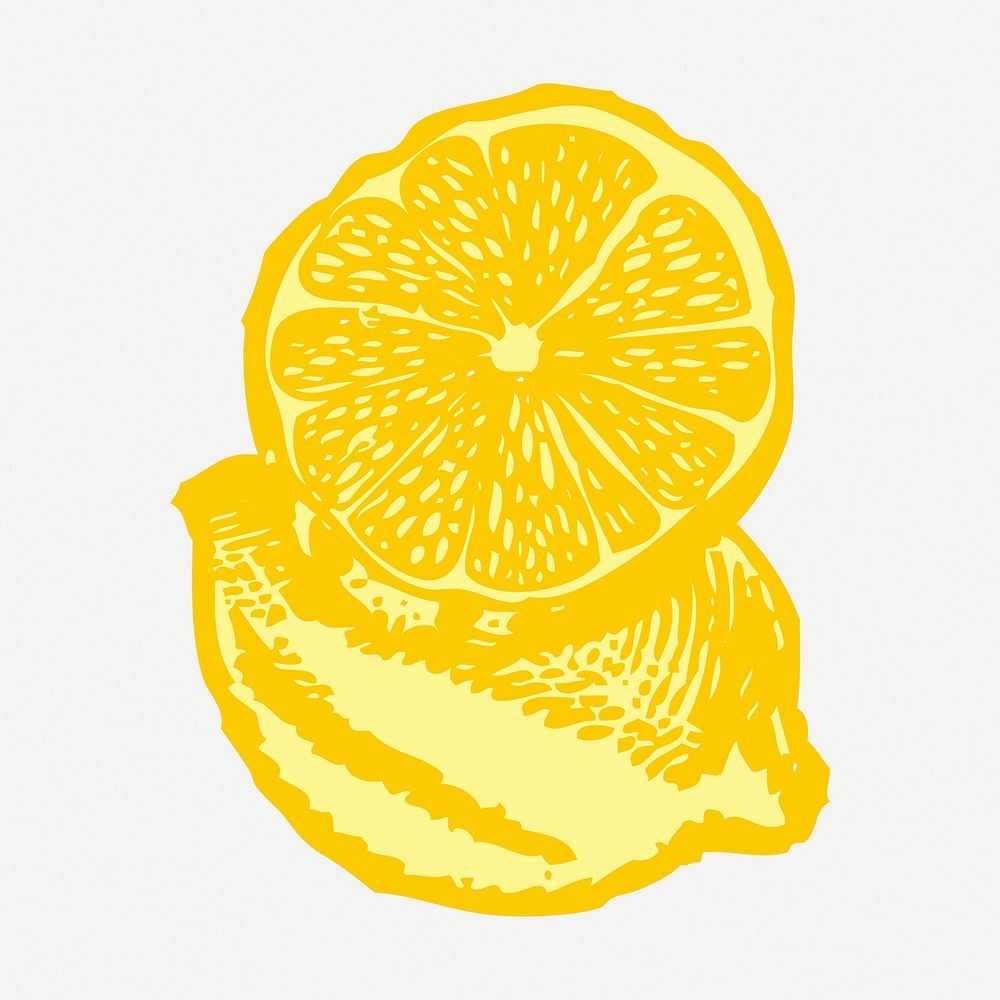 Lemon sticker, fruit vintage illustration psd. Free public domain CC0 image.