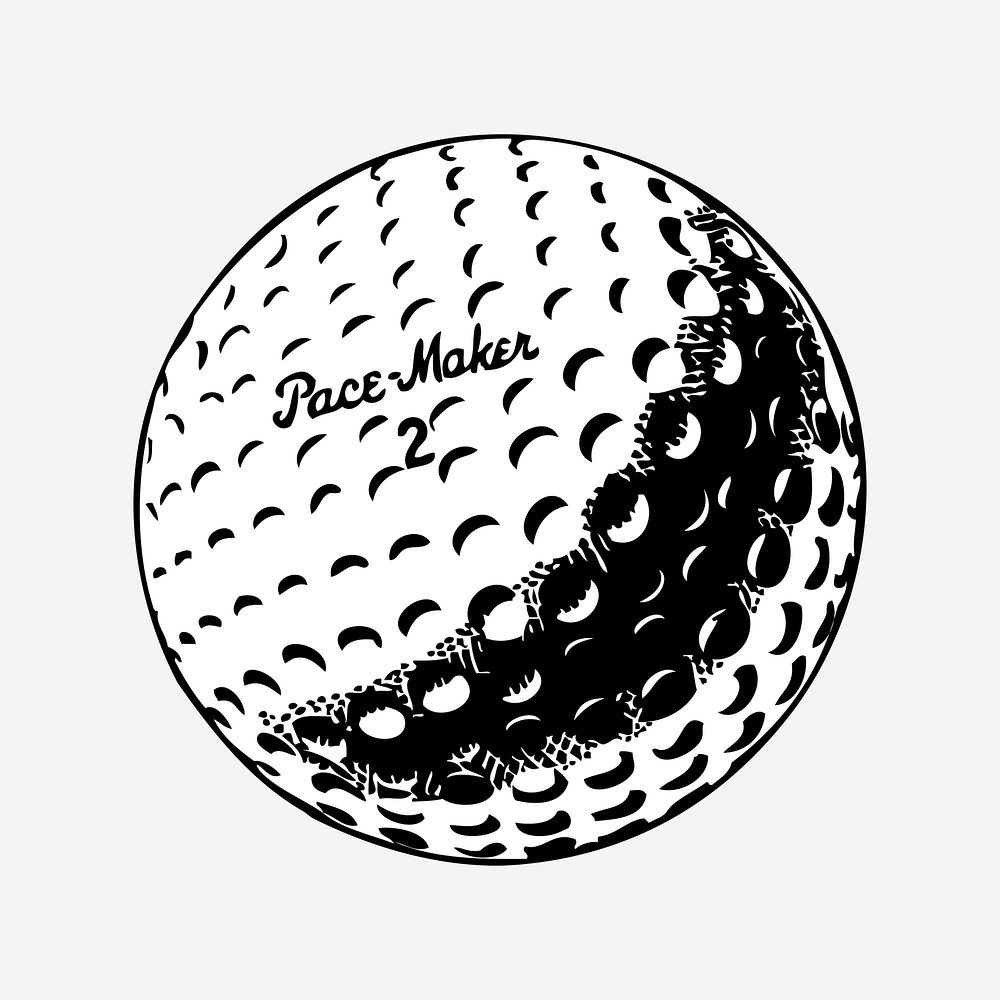 Golf ball drawing, sport equipment vintage illustration. Free public domain CC0 image.