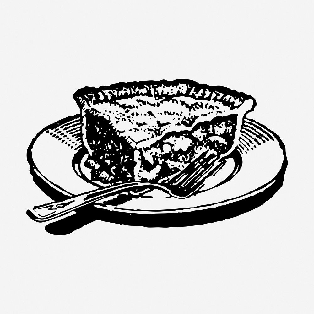 Pie slice clipart, dessert vintage illustration vector. Free public domain CC0 image.