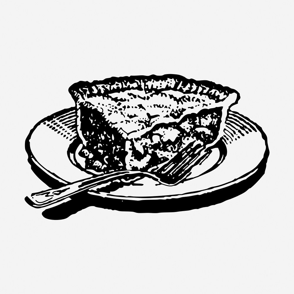 Pie slice drawing, dessert vintage illustration. Free public domain CC0 image.