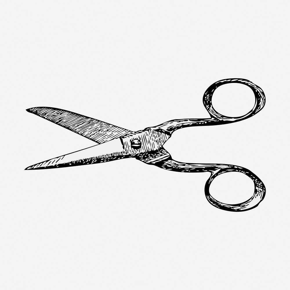 Scissors drawing, tool vintage illustration. Free public domain CC0 image.