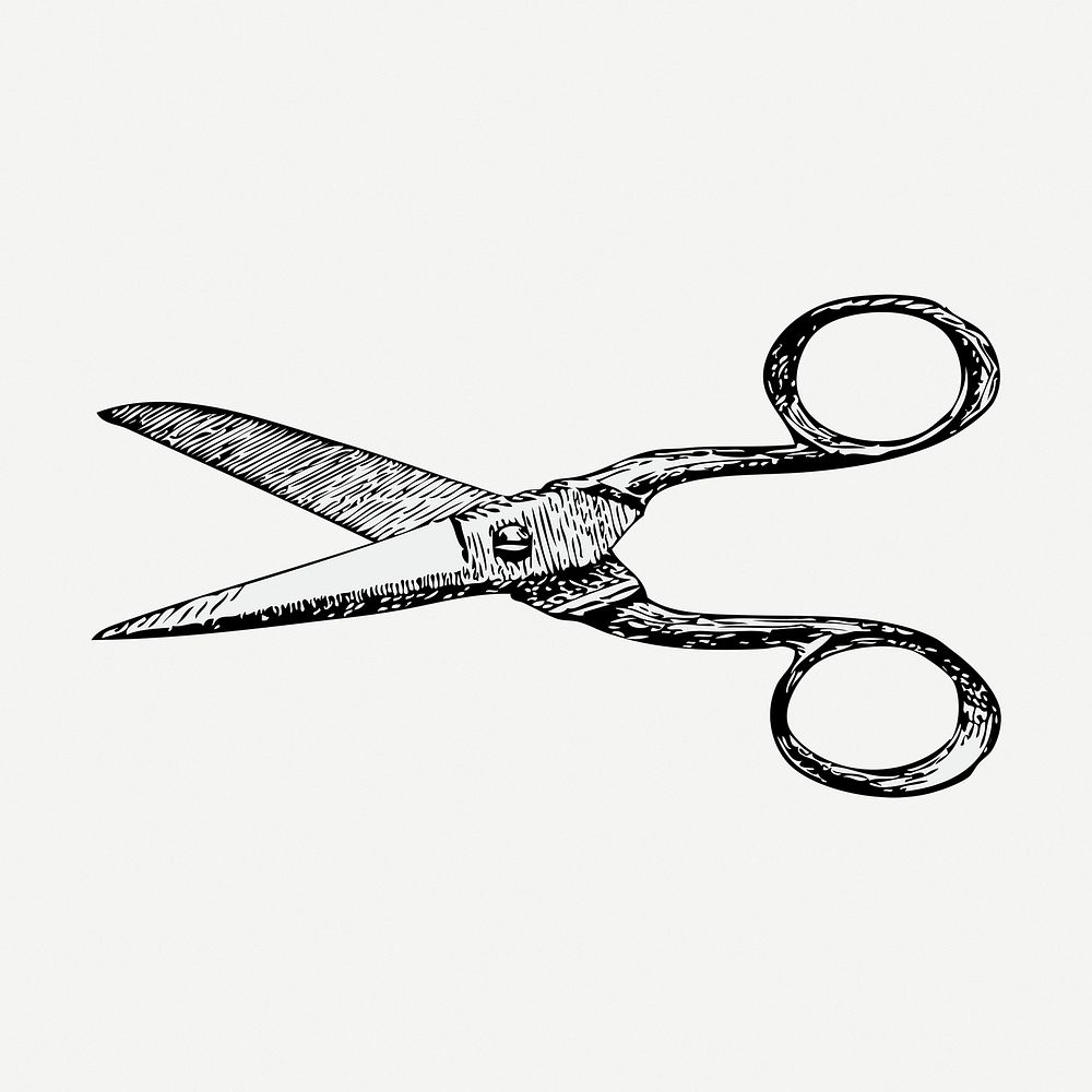 Scissors drawing, tool vintage illustration psd. Free public domain CC0 image.