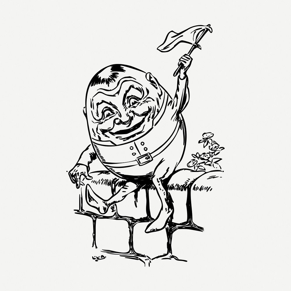Humpty Dumpty waving white flag vintage illustration psd. Free public domain CC0 image.