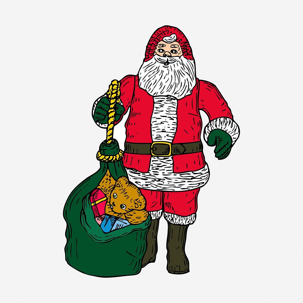 Santa Claus clipart, Christmas vintage illustration. Free public domain CC0 image.