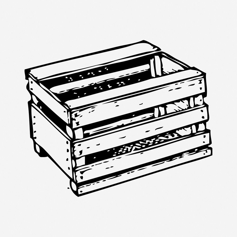 Bushel crate clipart, vintage object illustration vector. Free public domain CC0 image.