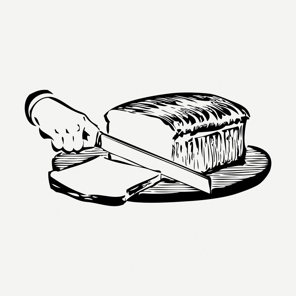 Bread loaf drawing, breakfast food vintage illustration psd. Free public domain CC0 image.