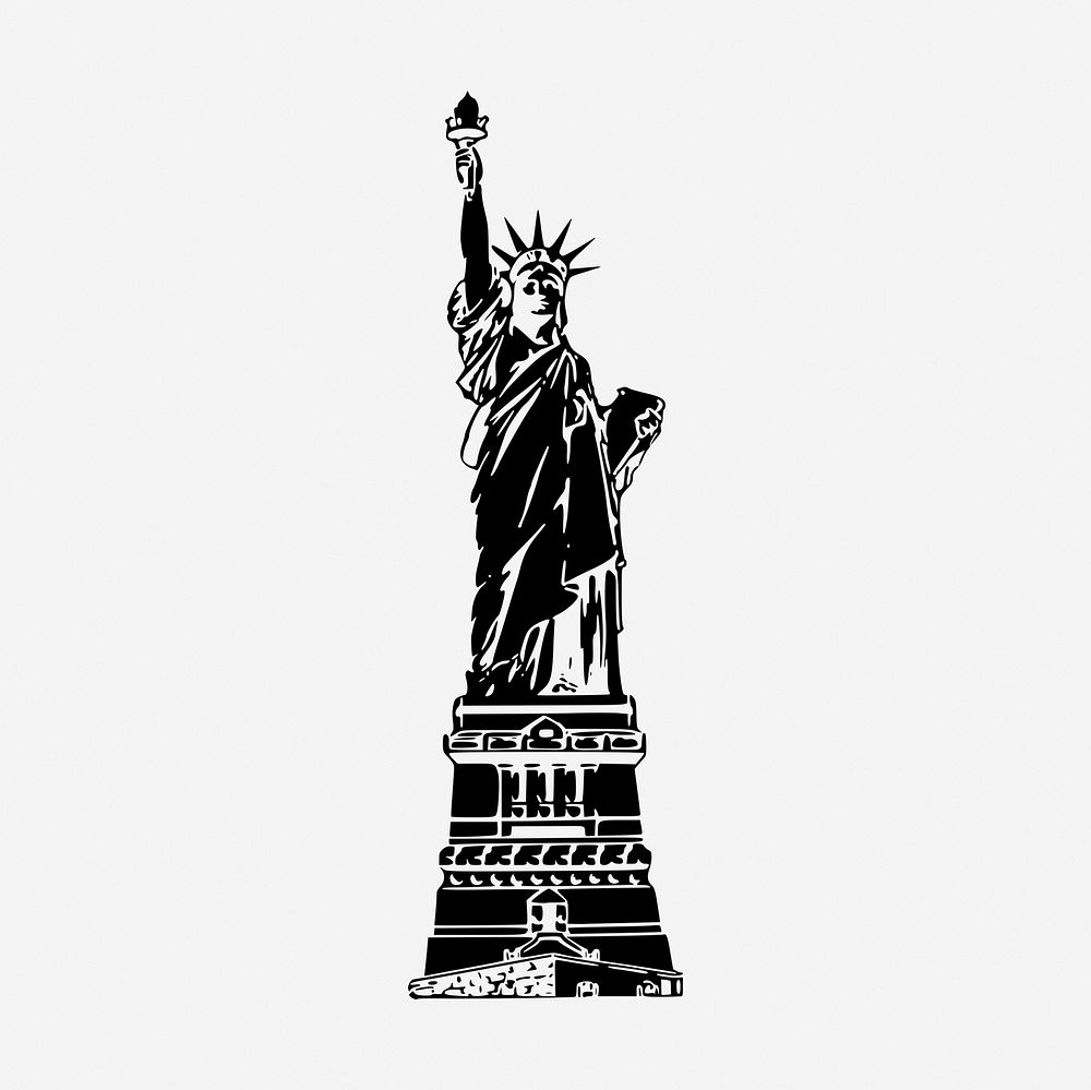 Statue of Liberty clipart, landmark vintage illustration vector. Free public domain CC0 image.