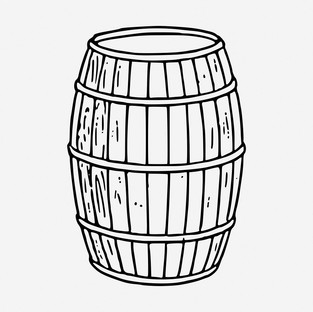 Barrel clipart, vintage object illustration vector. Free public domain CC0 image.
