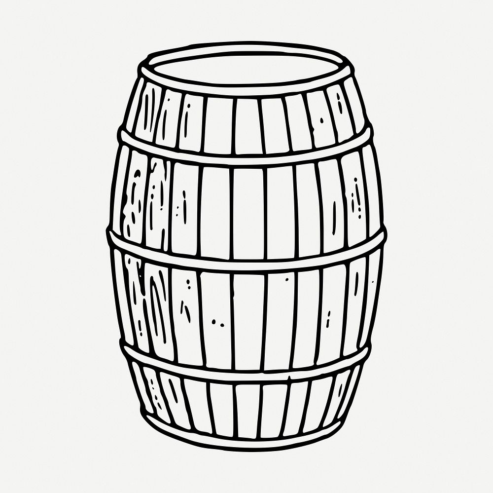 Barrel drawing, vintage object illustration psd. Free public domain CC0 image.