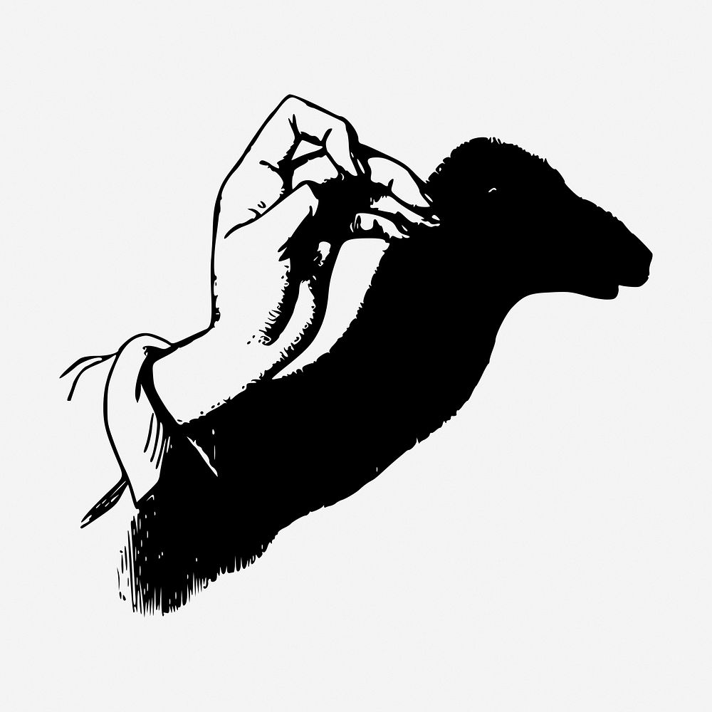 Camel hand shadow puppet illustration. Free public domain CC0 image.