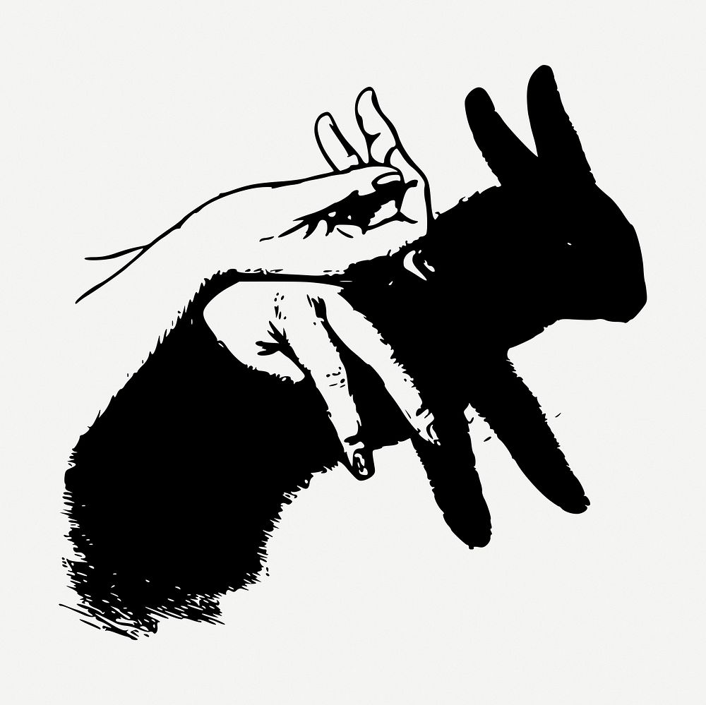 Rabbit shadow puppet clip art illustration psd. Free public domain CC0 image.