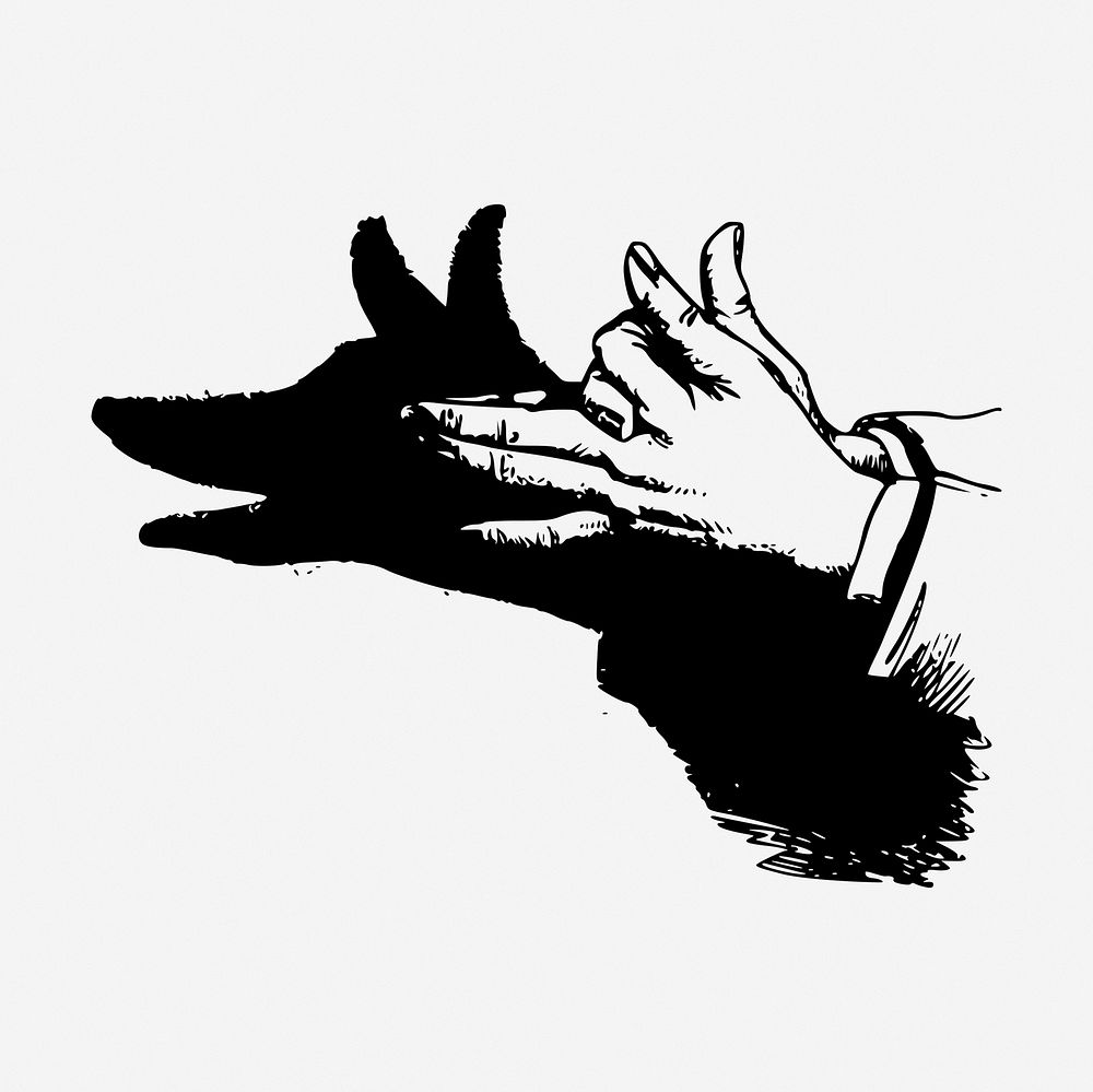 Wolf hand shadow clipart illustration vector. Free public domain CC0 image.