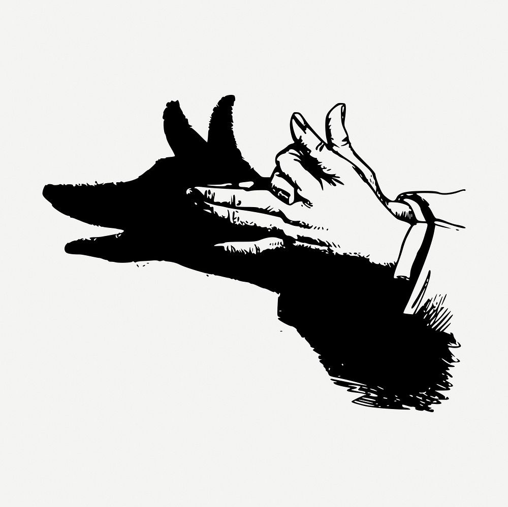 Wolf shadow puppet clip art illustration psd. Free public domain CC0 image.